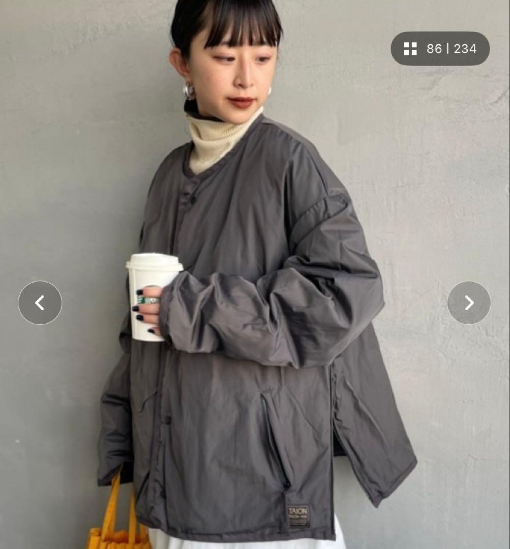 【お値下げ中】美品⭐︎TAION リバーシブルライトダウンジャケット Sチャコール