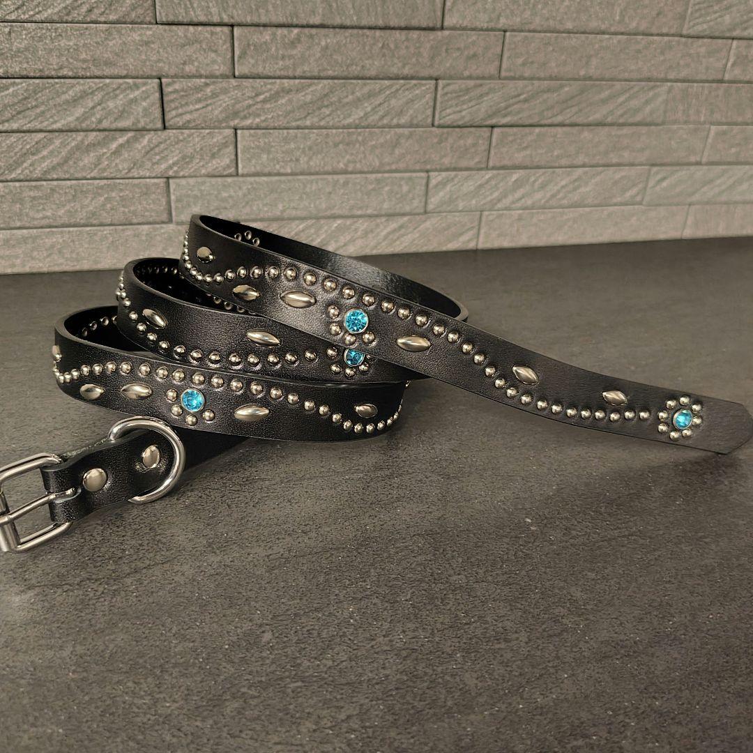 フルスタッズレザー本革ナローベルト！青水色アクアマリン