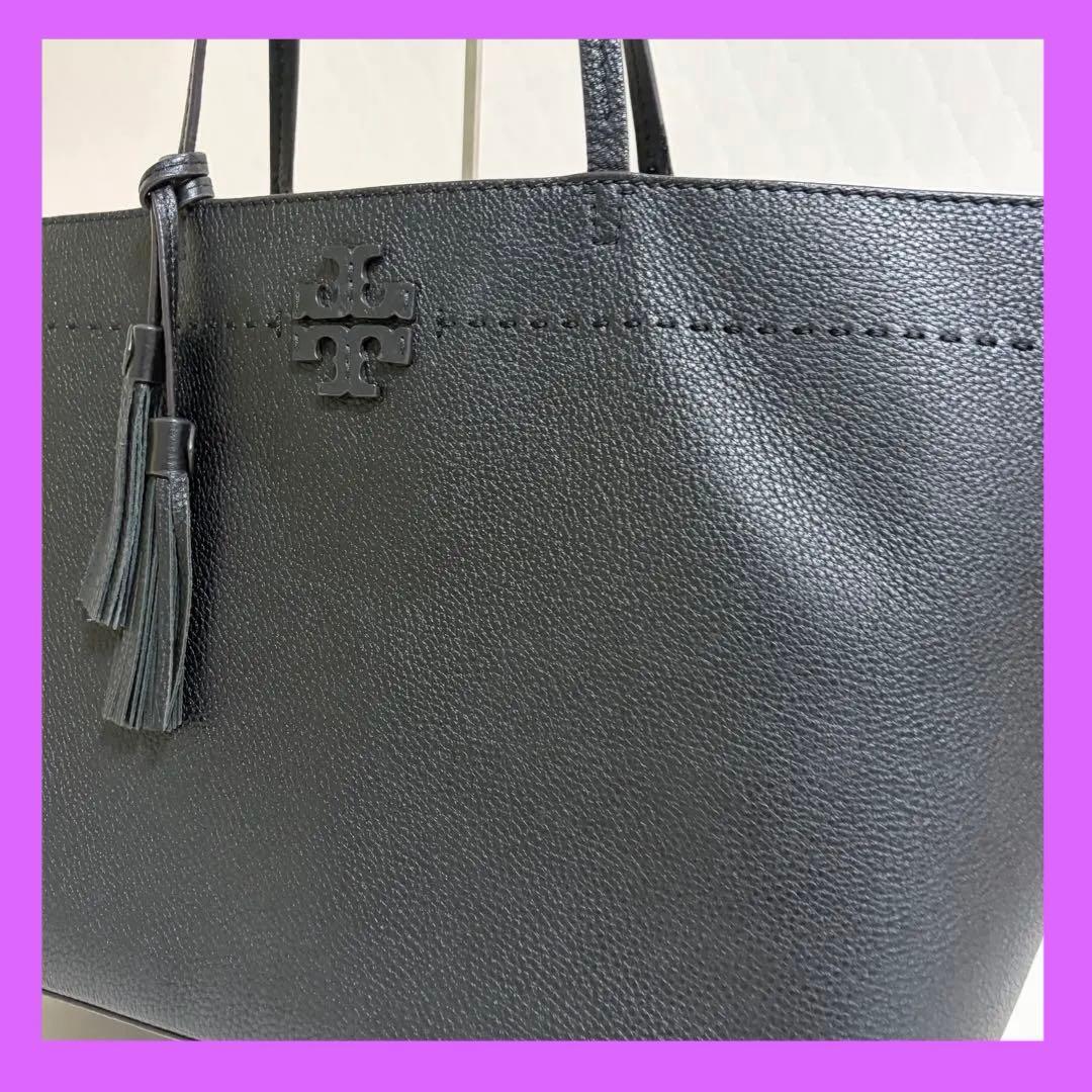 ✨美品✨ トリーバーチ トートバッグ A4可 レザー マックグロー フリンジ 黒