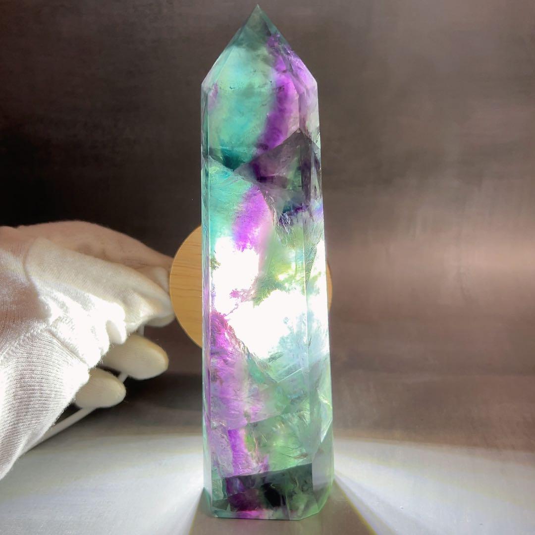 天然石 ブルーグリーンフローライトタワー ①