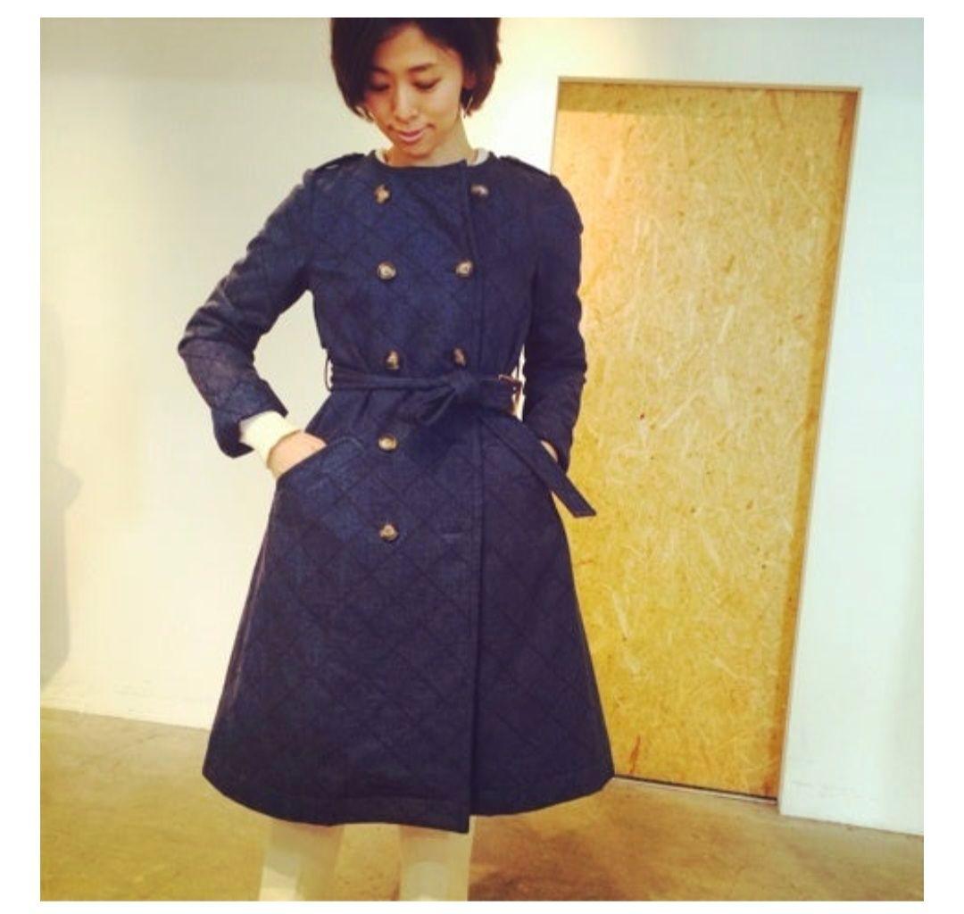 BORDERS at BALCONY ダークブルー トレンチコート