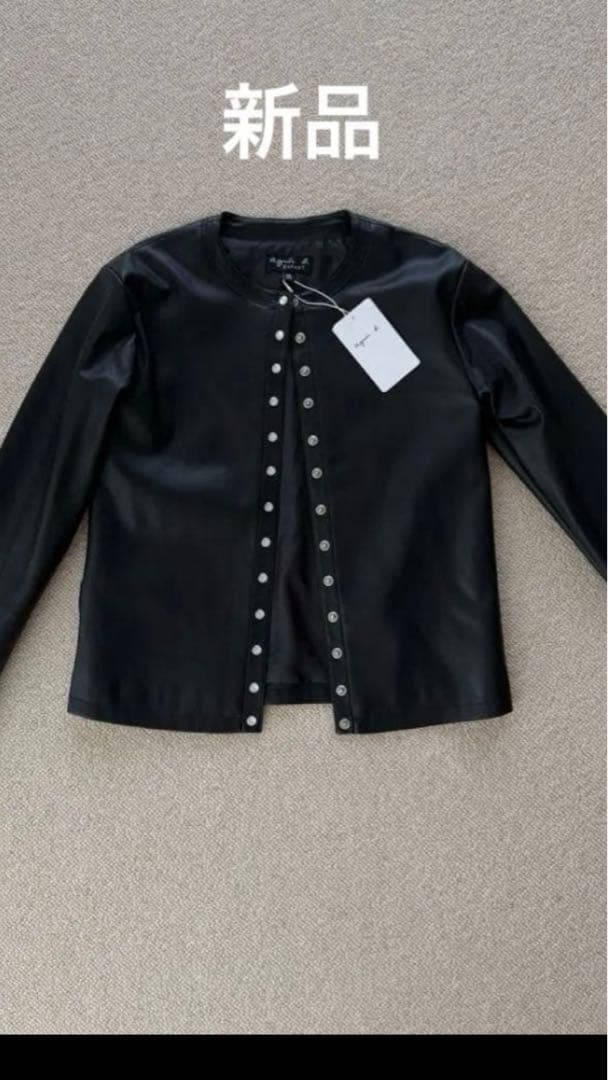 アニエスベー黒 エコレザージャケット 新品