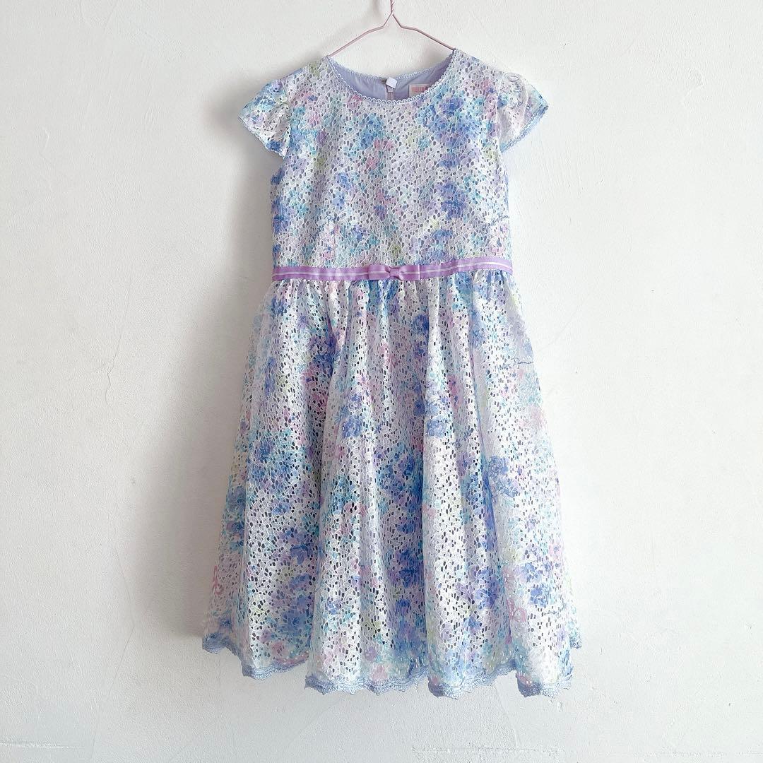 美品！メゾピアノ 花柄プリント　レースワンピース　140