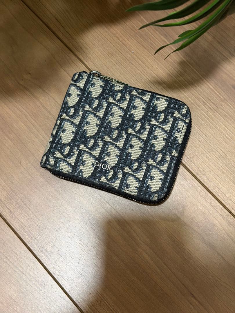 Ｒ&KDIOR オブリーク　ジャガード　ラウンドジップウォレット　ブルー