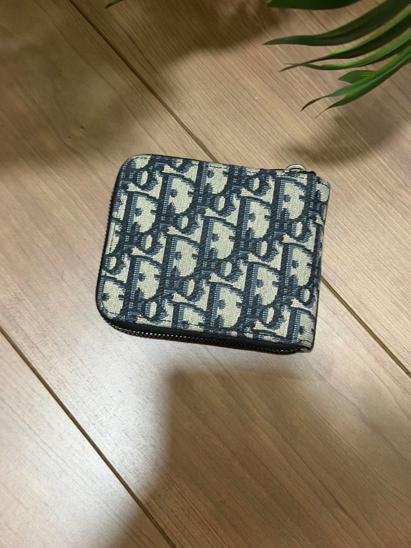 Ｒ&KDIOR オブリーク　ジャガード　ラウンドジップウォレット　ブルー