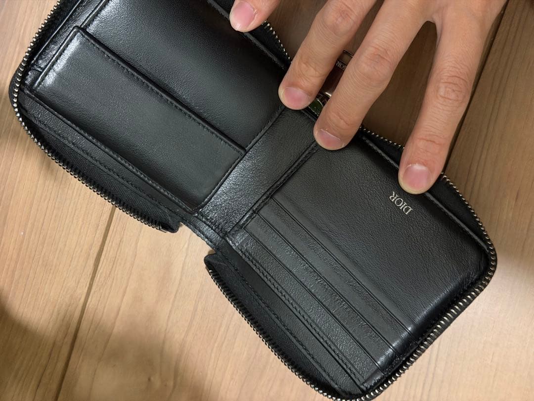 Ｒ&KDIOR オブリーク　ジャガード　ラウンドジップウォレット　ブルー