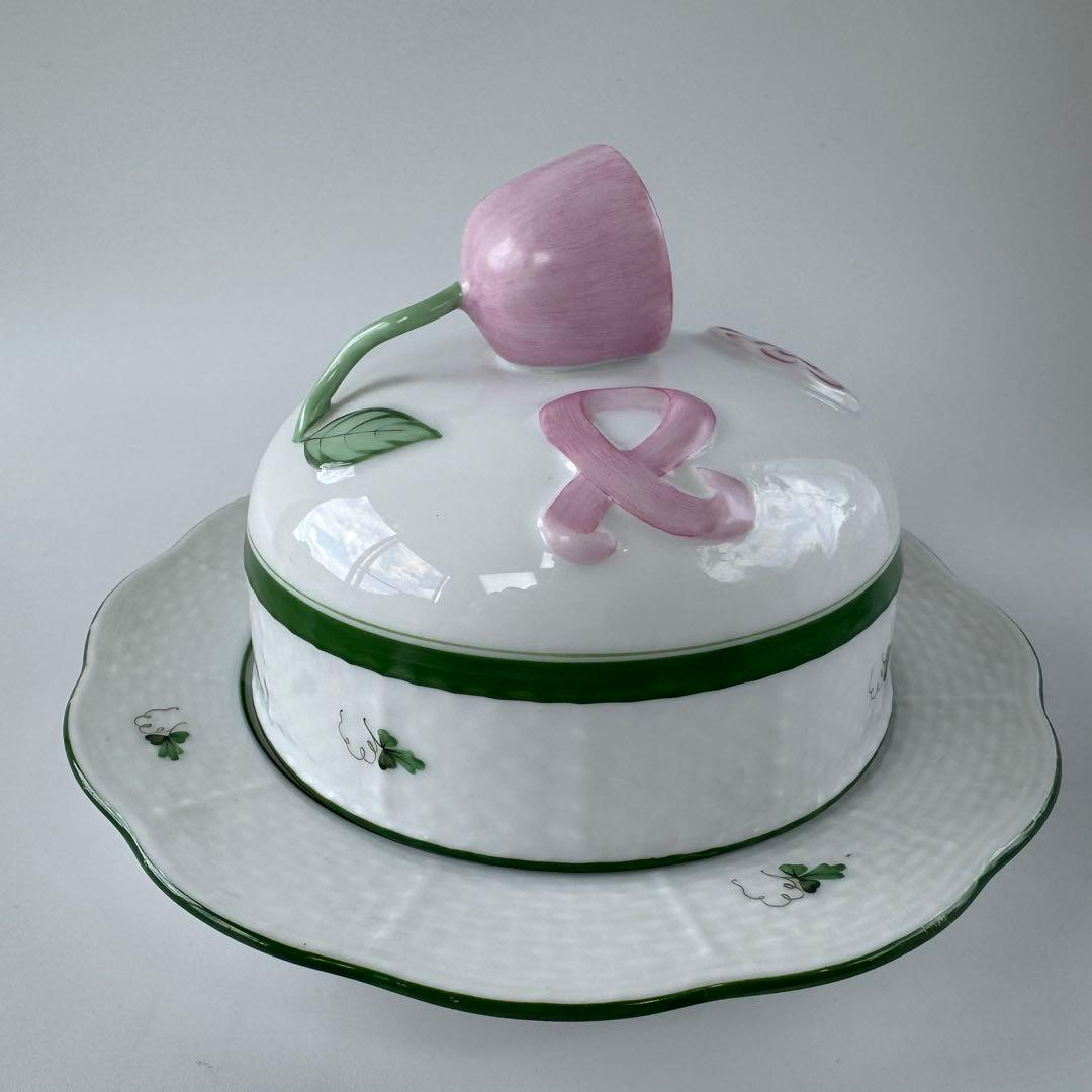 ヘレンド　バターディッシュ　蓋付きバター入れ　バター皿　ウィーンの薔薇