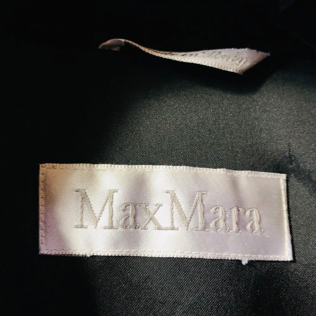 希少42✨美品 マックスマーラ ベルテッドコート 超マキシ丈 女優襟 ブラック