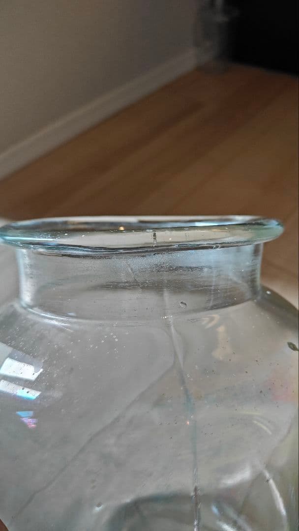 【希少】アンティーク 手吹きガラス 蓋付 硝子瓶 気泡 ゆらゆら 昭和レトロ