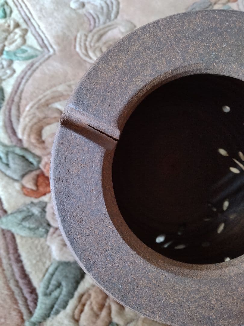 丹波　立杭焼　昇陽窯　陶器製ドーム型ランプ 花模様