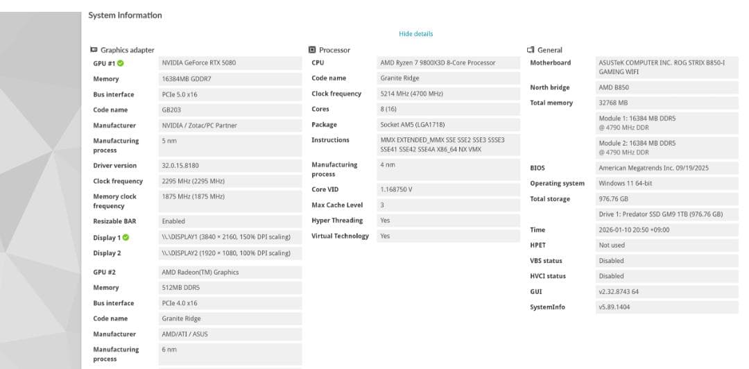 PCケース(自作PC用) Pc Gamer Ryzen 7 9800X3D , RTX 5080