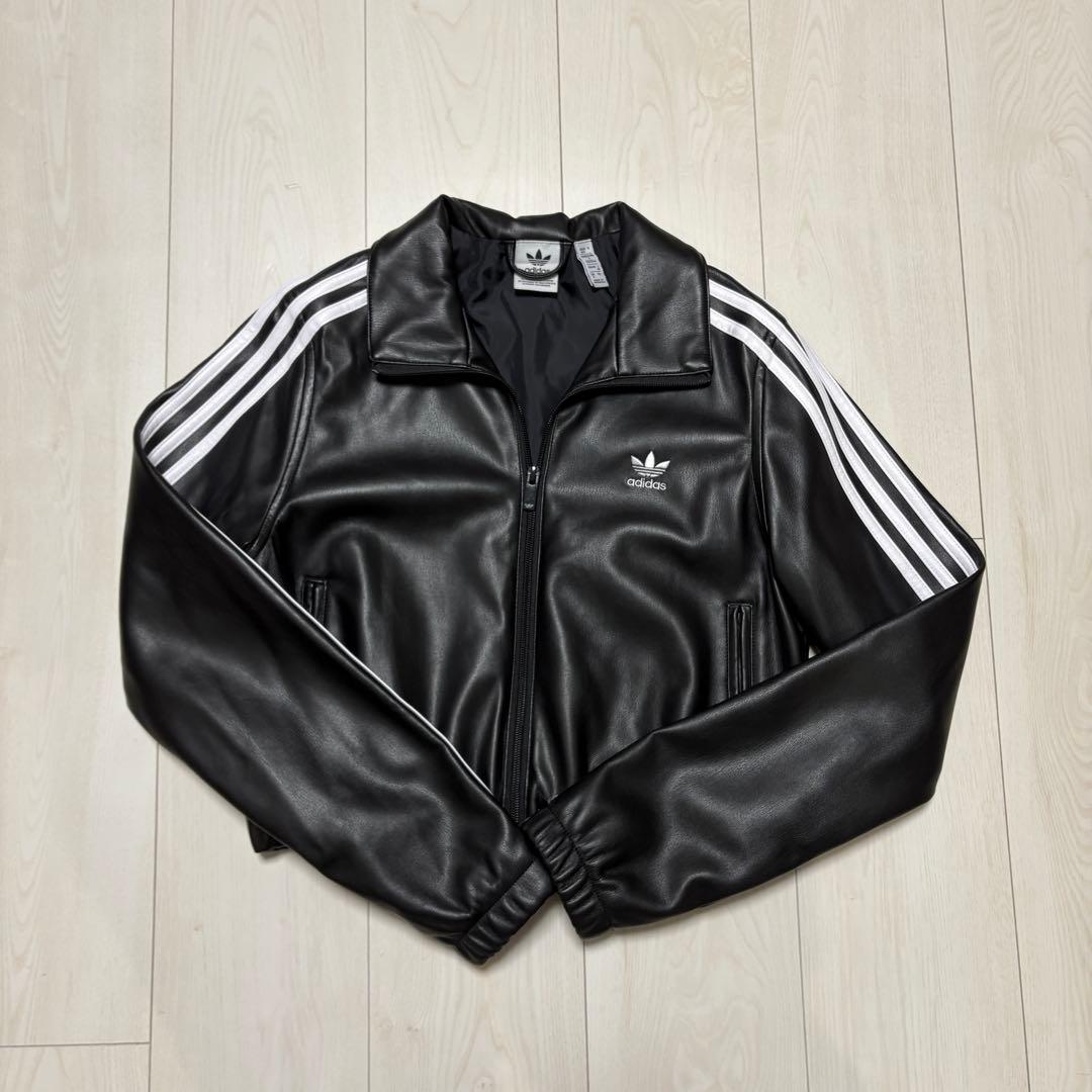 adidas ブラック レザージャケット M