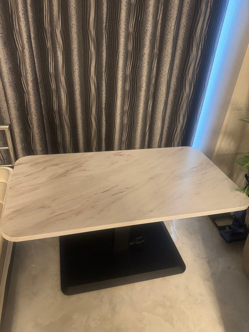 mo【美品】昇降式リビングテーブル90x48　MWH/VBR　ダイニング