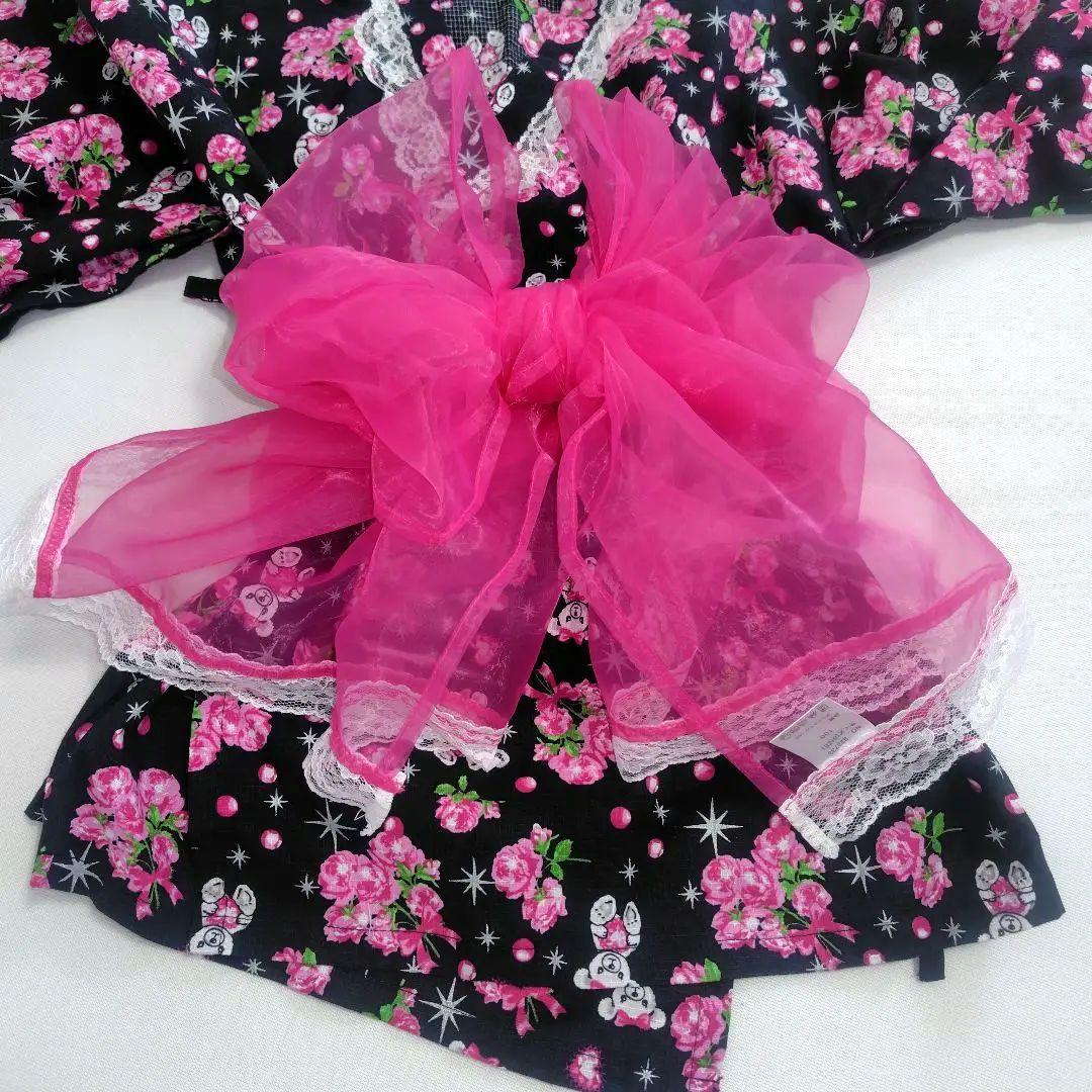 浴衣ドレス　薔薇柄　地雷系　平成姫ギャル　160cm和ロリY2K兵児帯セット売り