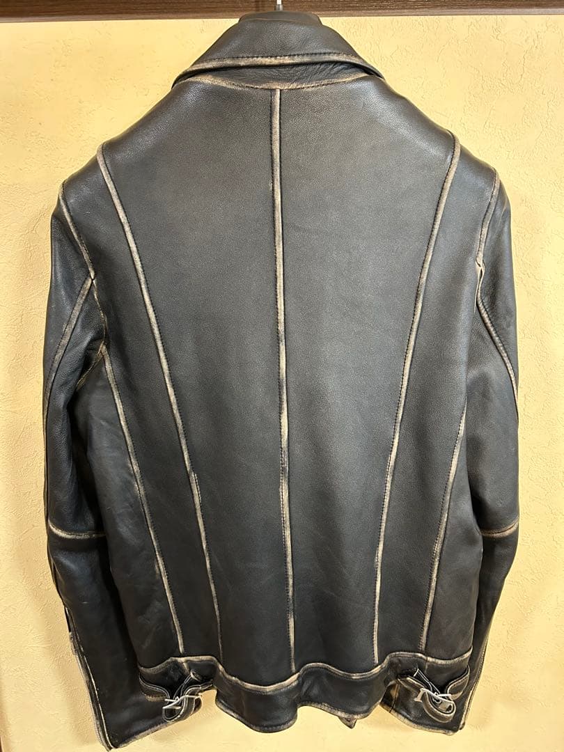 ナノユニバース　シープレザー　エレガントヴィンテージ加工　ダブルライダース