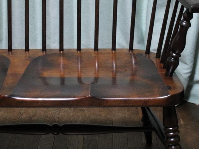 松本民芸家具 ミズメザクラ 楢 無垢材 513型 長ウィンザーチェアⅢ 3人掛け