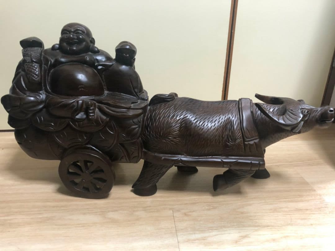 一本物手彫り布袋水牛