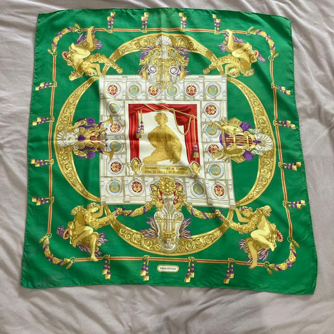 エルメス/カレ90/シャルル・ガルニエへの賛辞/HERMES/スカーフ/緑