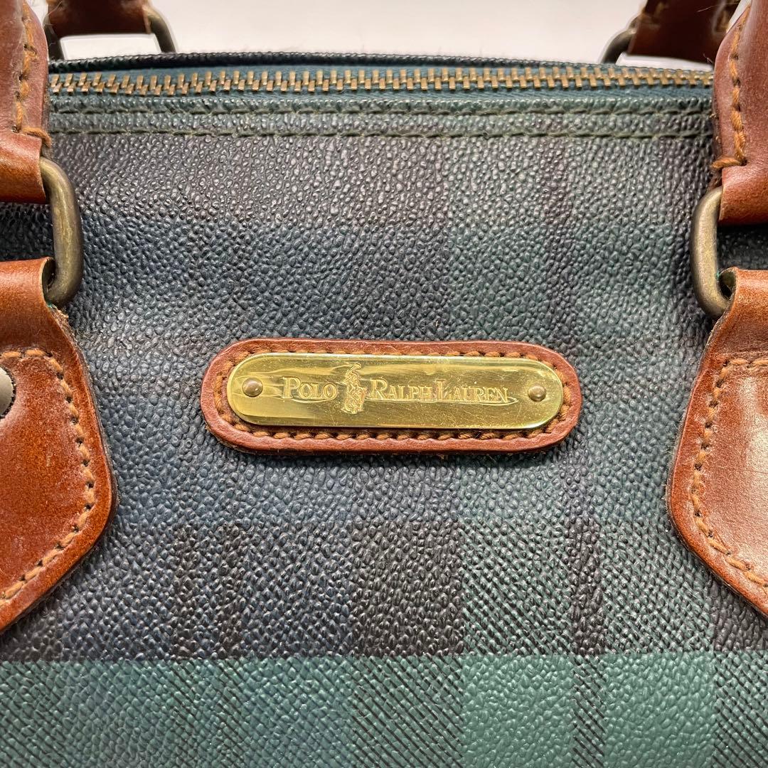 ラルフローレン ミニボストンバッグ ショルダー 2way チェック PVC 革