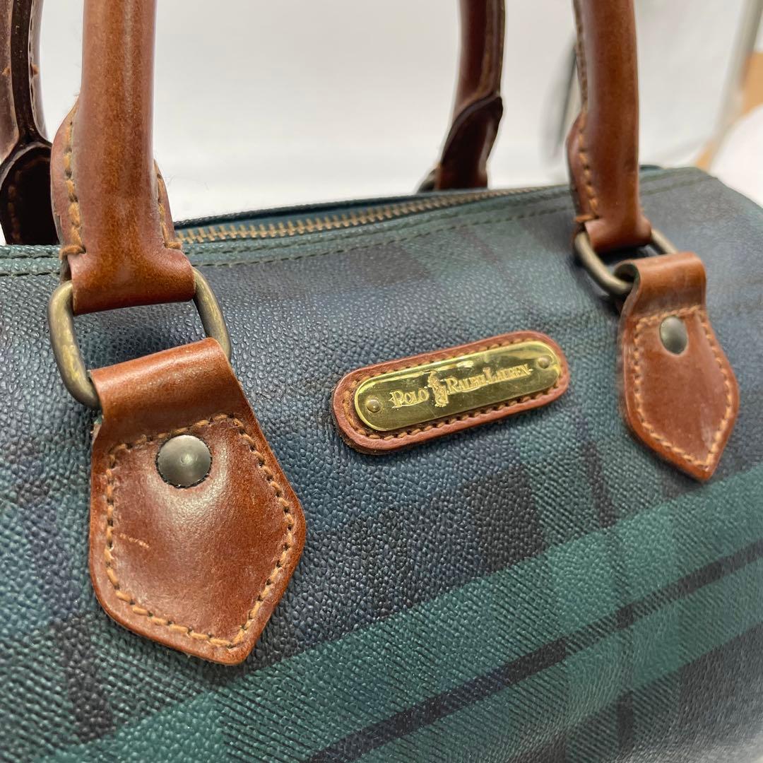 ラルフローレン ミニボストンバッグ ショルダー 2way チェック PVC 革