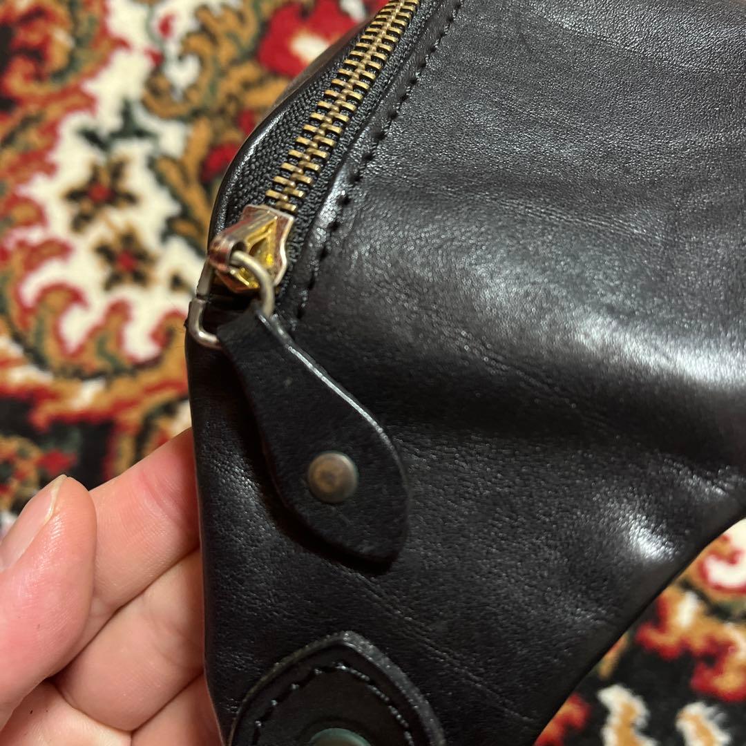 w*2様 ブラックレザー ボディバッグ　ウエストポーチ