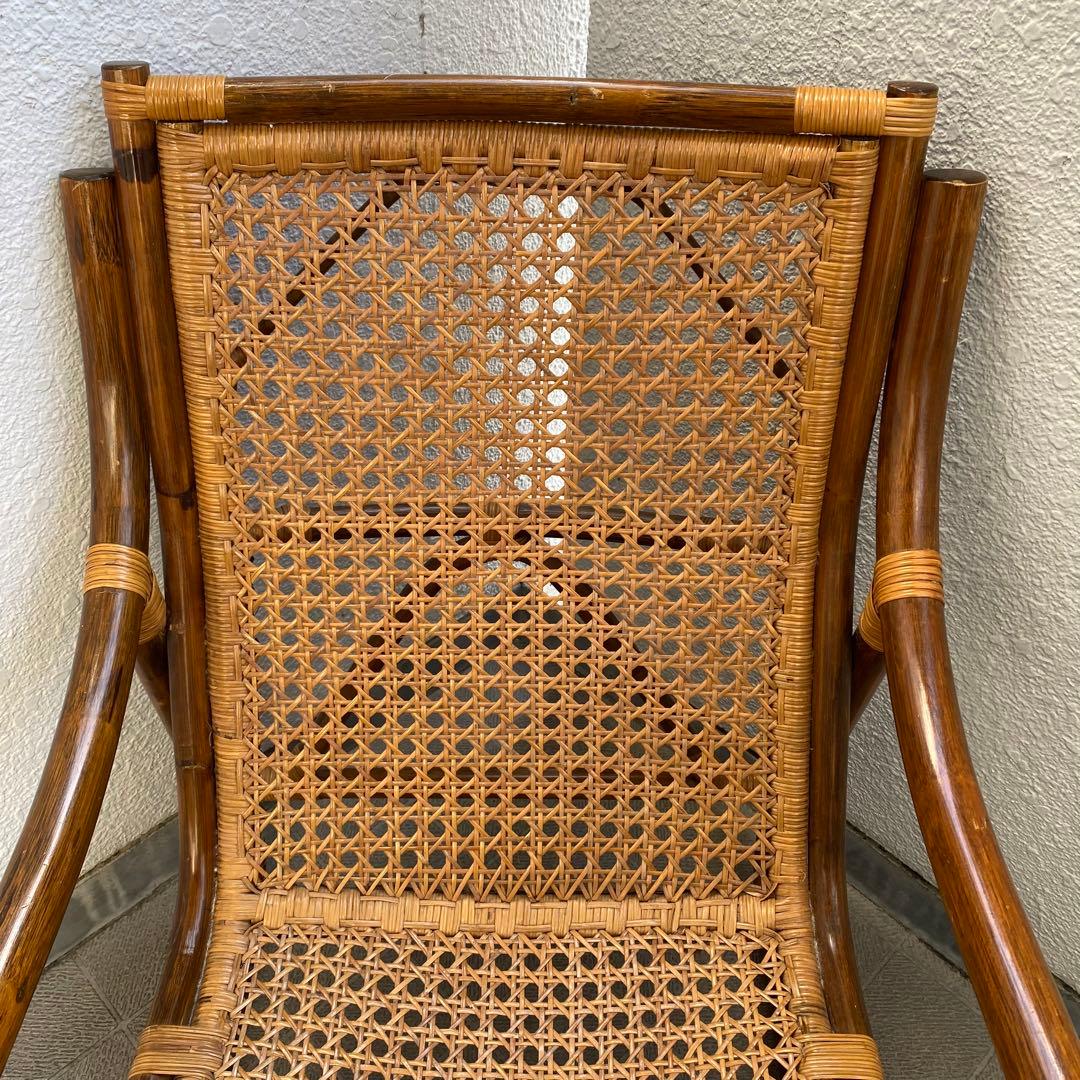 ヴィンテージ ラタン アームチェア 籐 ハイバックチェア