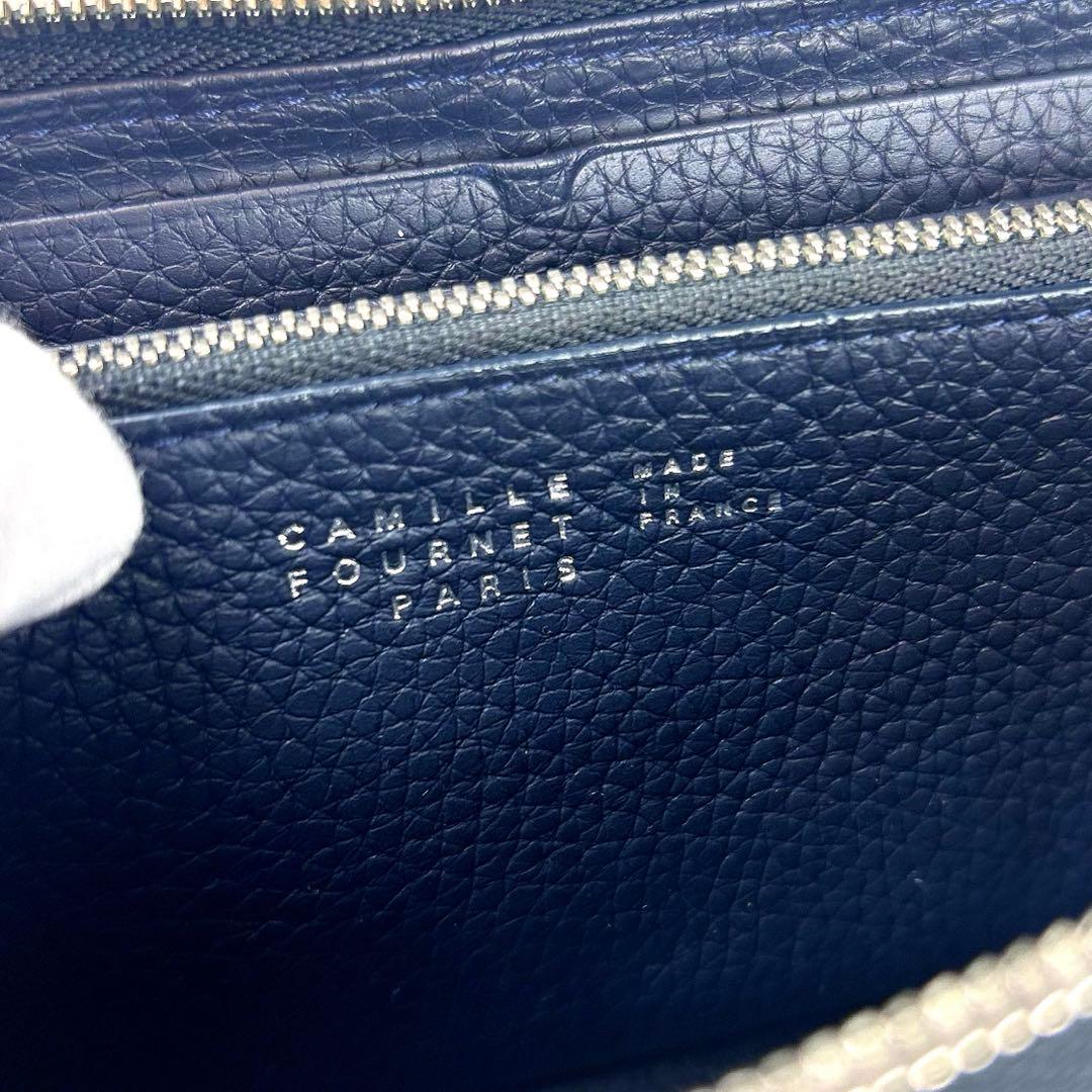 【現行美品】カミーユフォルネ 長財布 ラウンドジップ マリーン シュリンク シボ