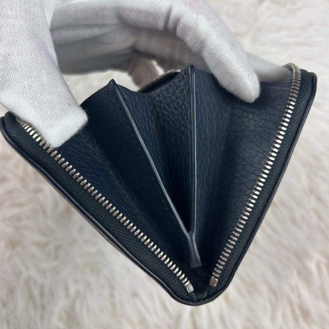 【現行美品】カミーユフォルネ 長財布 ラウンドジップ マリーン シュリンク シボ