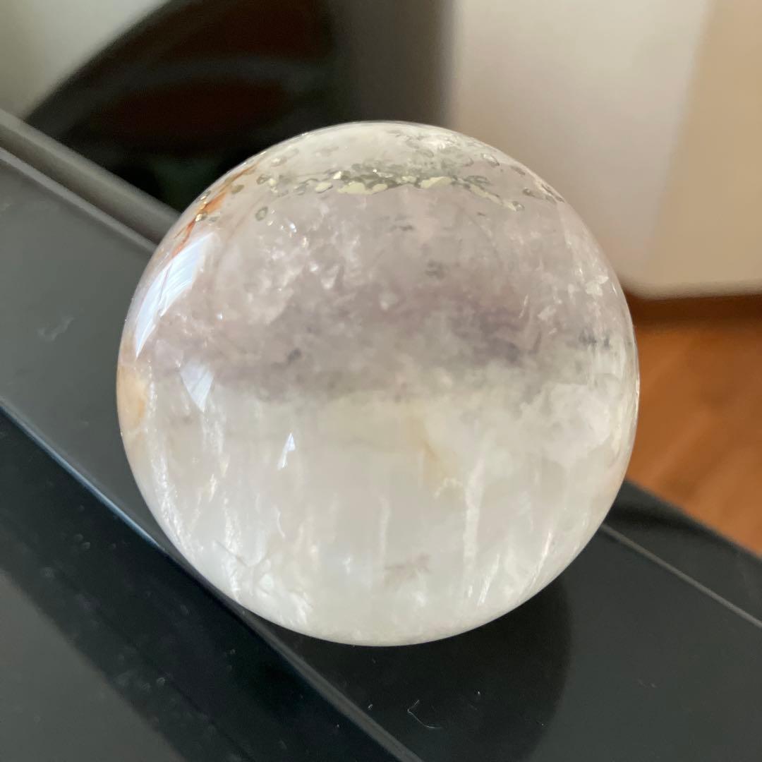 コレクションに！パイライトインフローライト　スフィア　天然石置物　C154