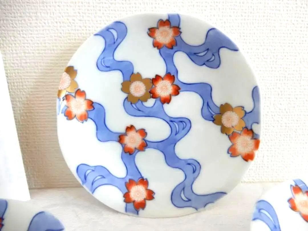 廃番希少　深川製磁【川に桜】銘々皿　取り皿　5枚　新品♬