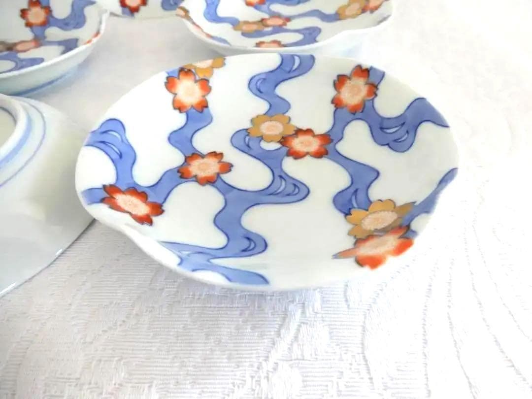 廃番希少　深川製磁【川に桜】銘々皿　取り皿　5枚　新品♬