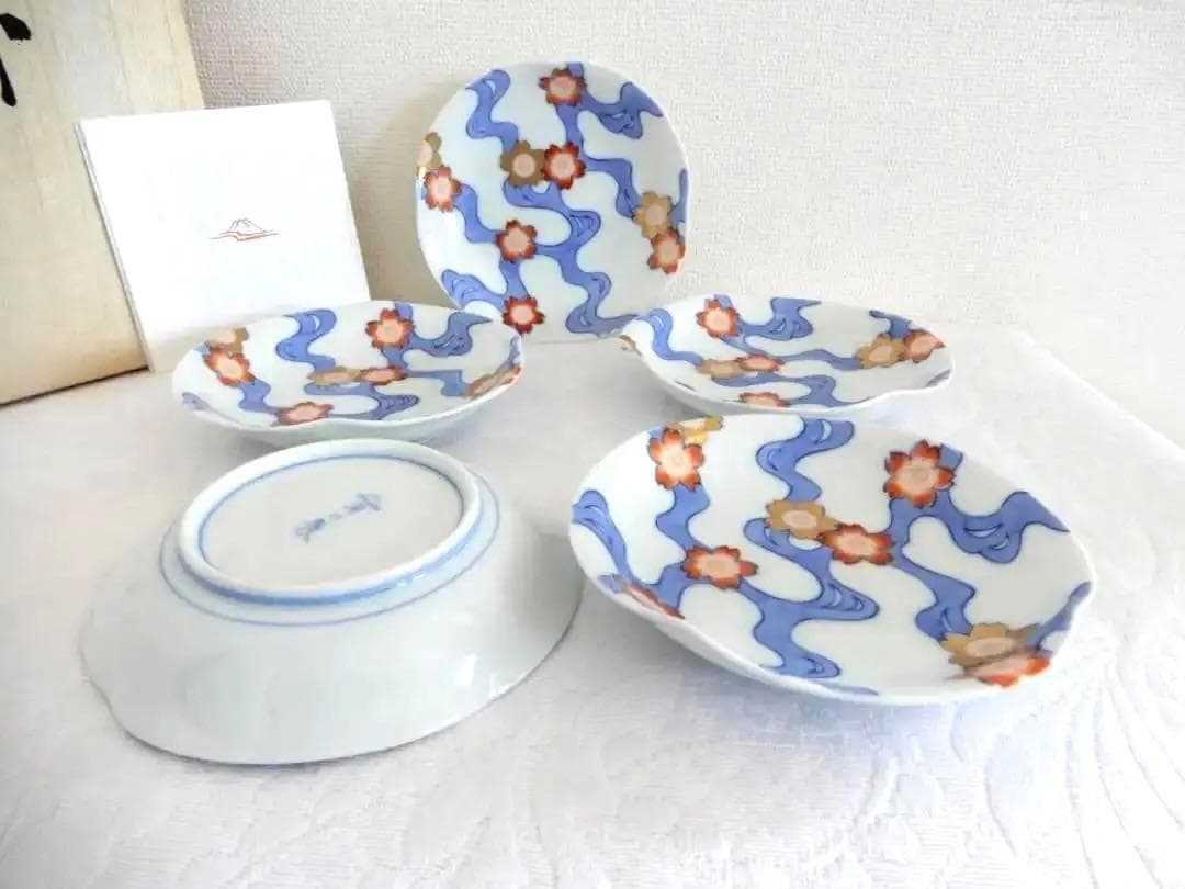 廃番希少　深川製磁【川に桜】銘々皿　取り皿　5枚　新品♬