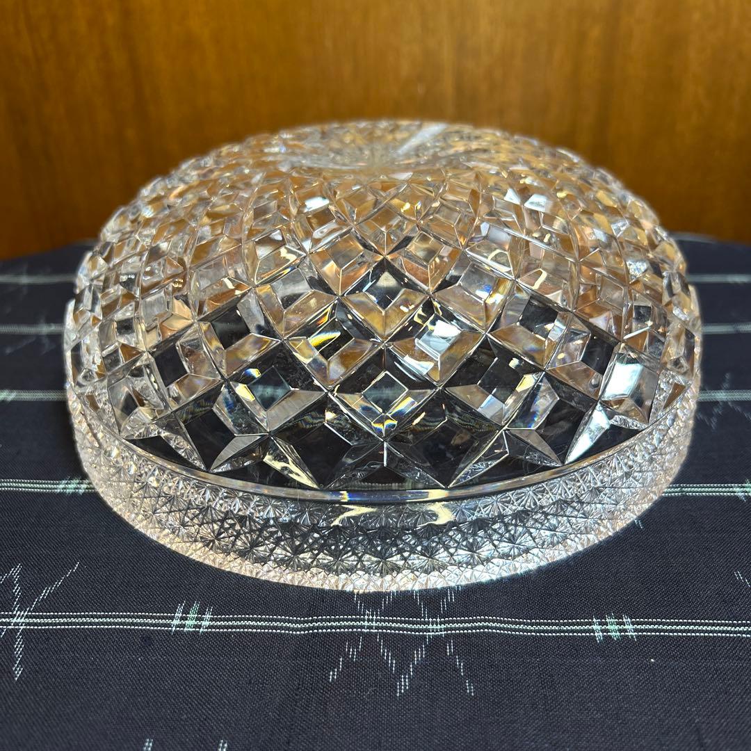 美品未使用HOYA 矢来菊繋ぎ切子 中型ボウル/サラダボウル　クリスタルガラス