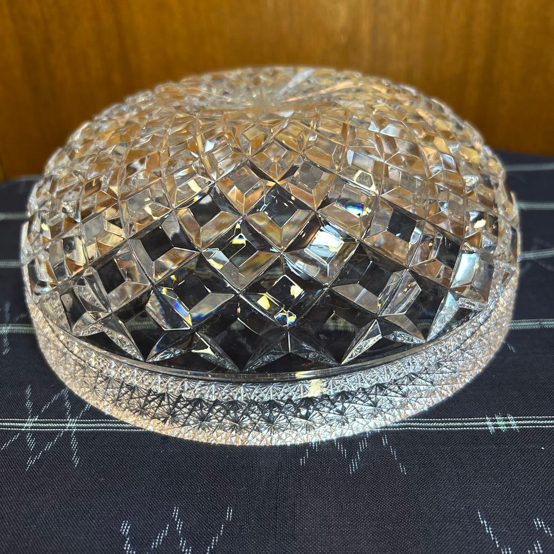 美品未使用HOYA 矢来菊繋ぎ切子 中型ボウル/サラダボウル　クリスタルガラス