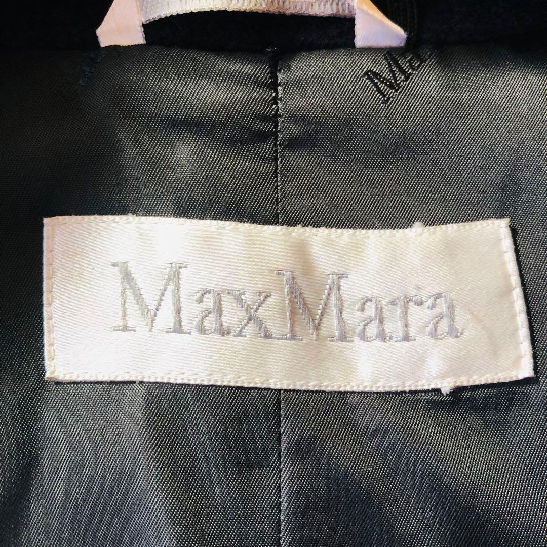 希少42大きめ✨マックスマーラ ガウンコート マキシ カシミヤ ビッグカラー 黒