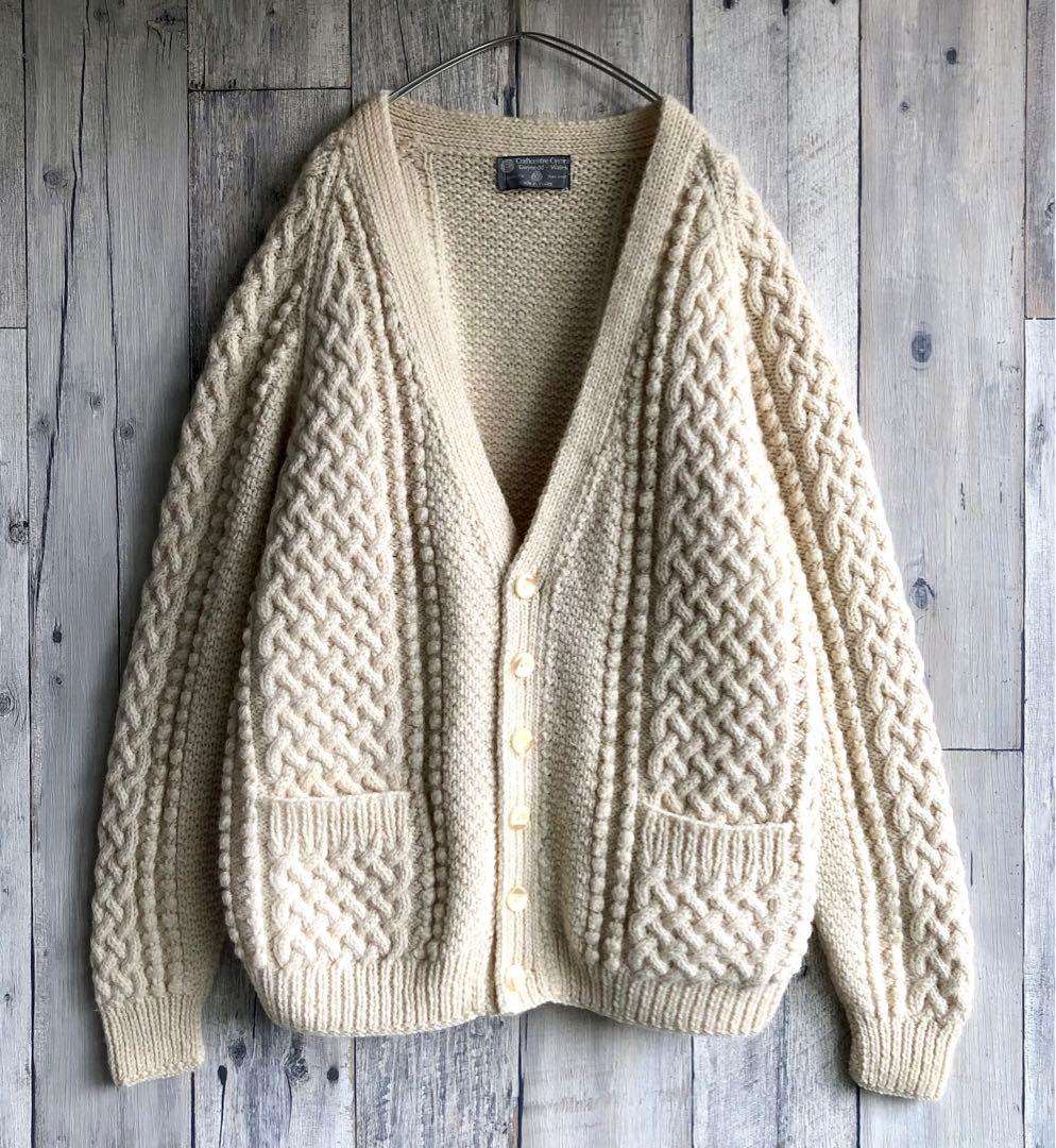 英国製　Craftcentre Cymru アランニット　カーディガン　厚手