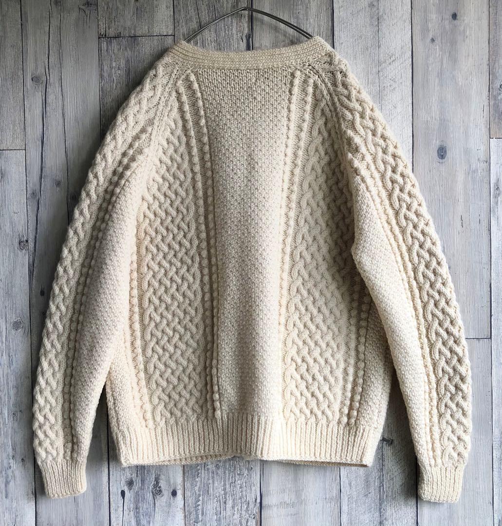 英国製　Craftcentre Cymru アランニット　カーディガン　厚手