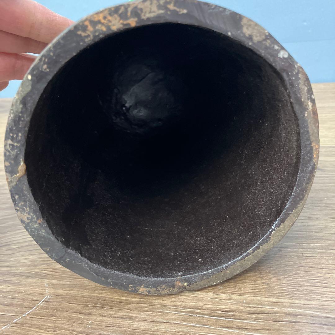 E-4 【稀少/重厚】消防記念品 鉄製 古い釣鐘 鋳物 寺院 アンティーク 置物