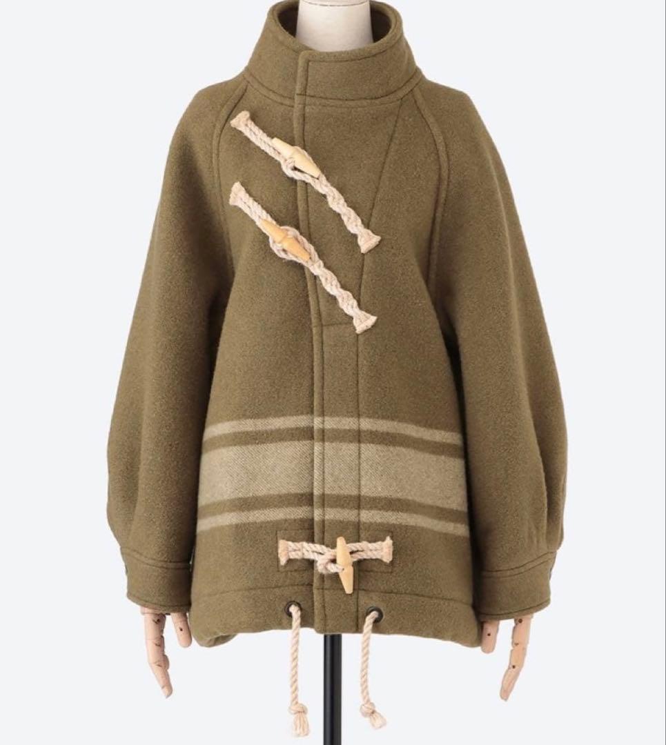 HYKE DOUBLE FACE DUFFEL JACKET オリーブ サイズ2