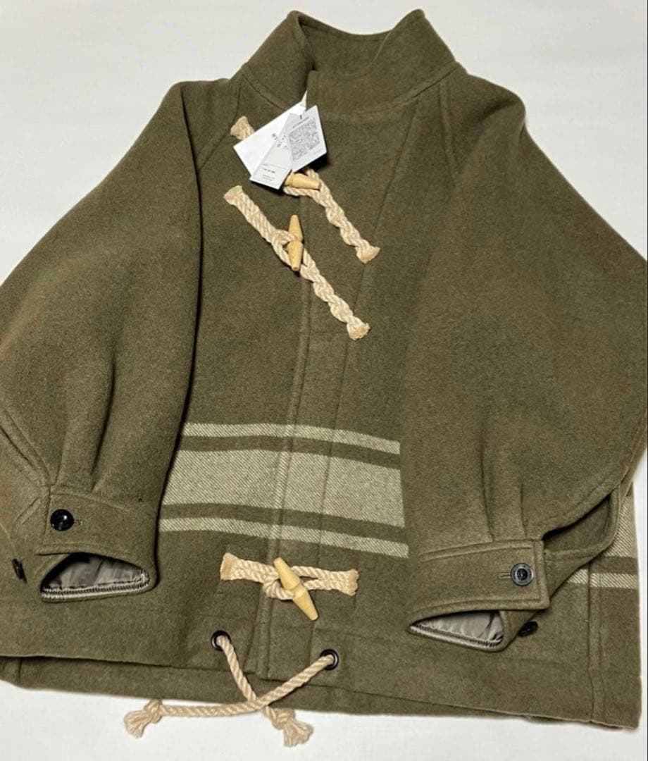 HYKE DOUBLE FACE DUFFEL JACKET オリーブ サイズ2