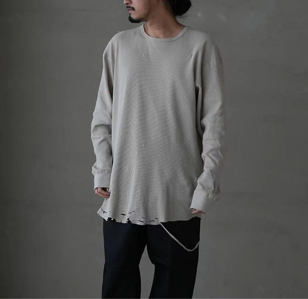 ANCELLM ダメージ トップス カットソー Tシャツ グレー 1