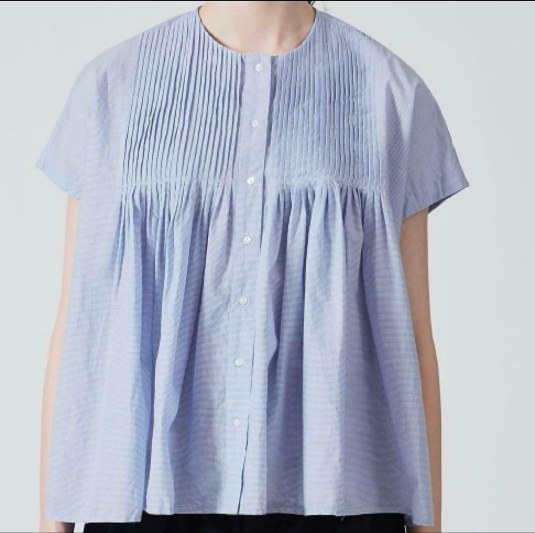 ミズイロインド　フロントピンタックブラウス