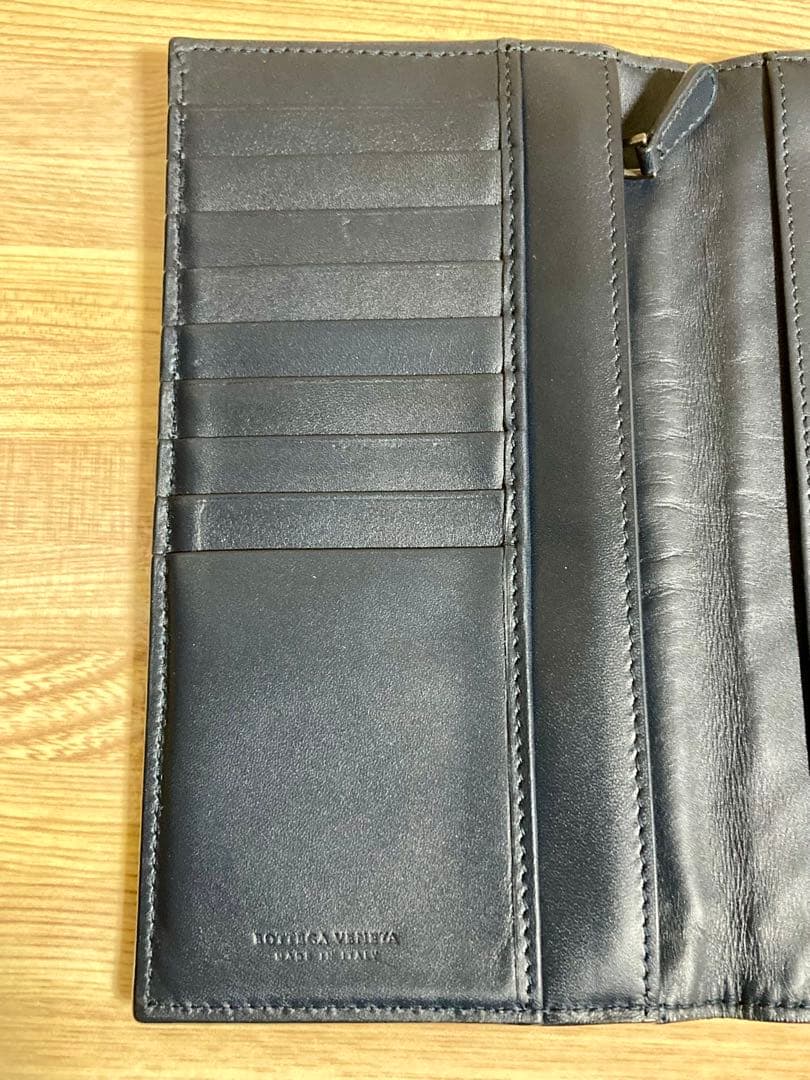 ボッテガ・ヴェネタ 長財布 キーリング ネイビー