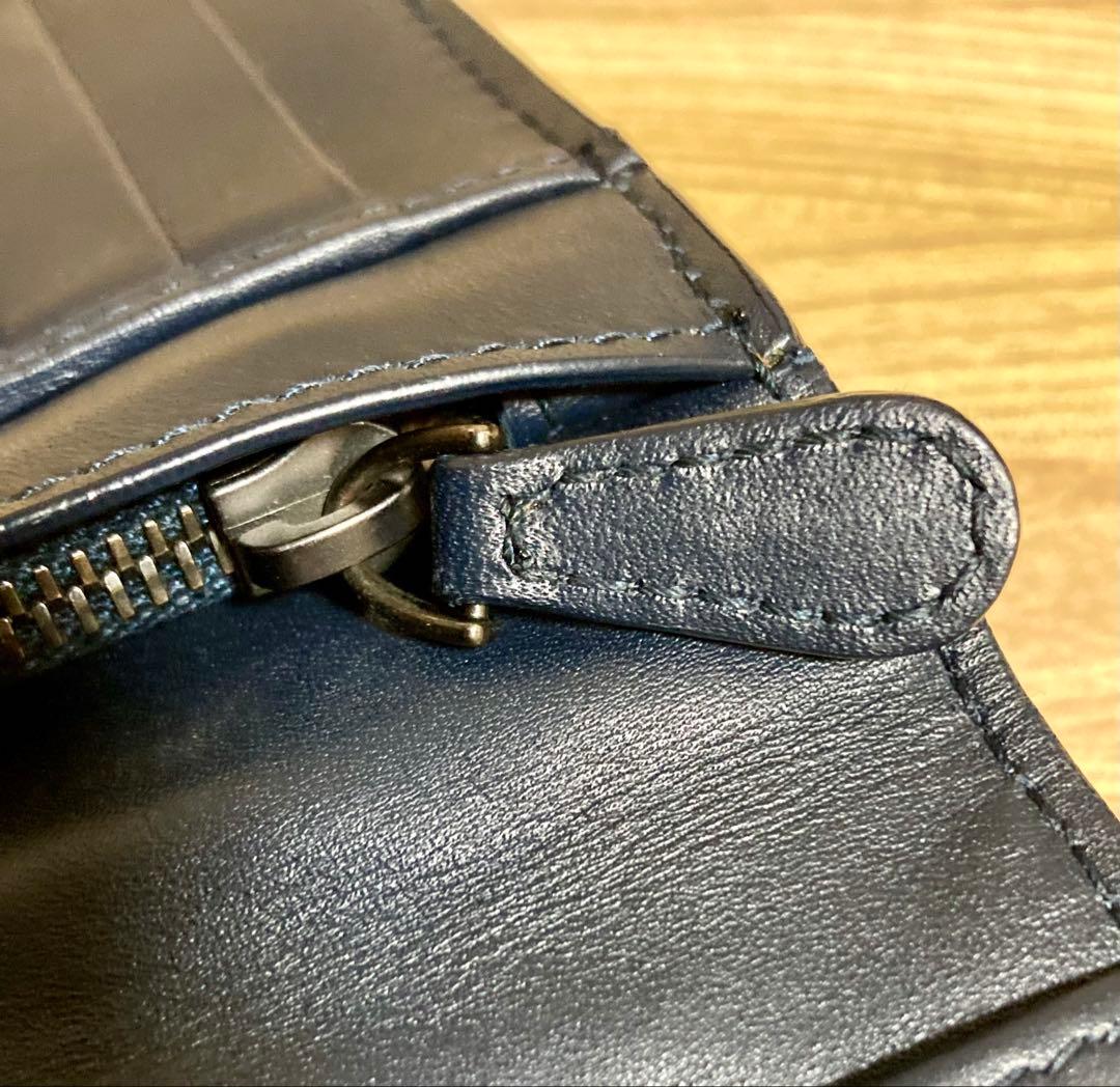 ボッテガ・ヴェネタ 長財布 キーリング ネイビー