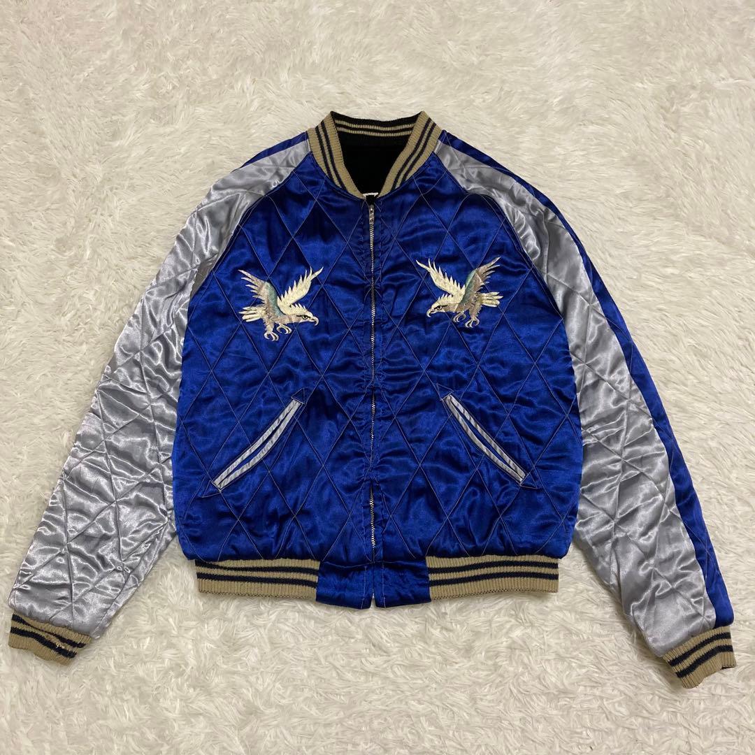 【希少】テーラー東洋 スカジャン 別珍 ベロア 白熊 グリーンランド 鷹 S