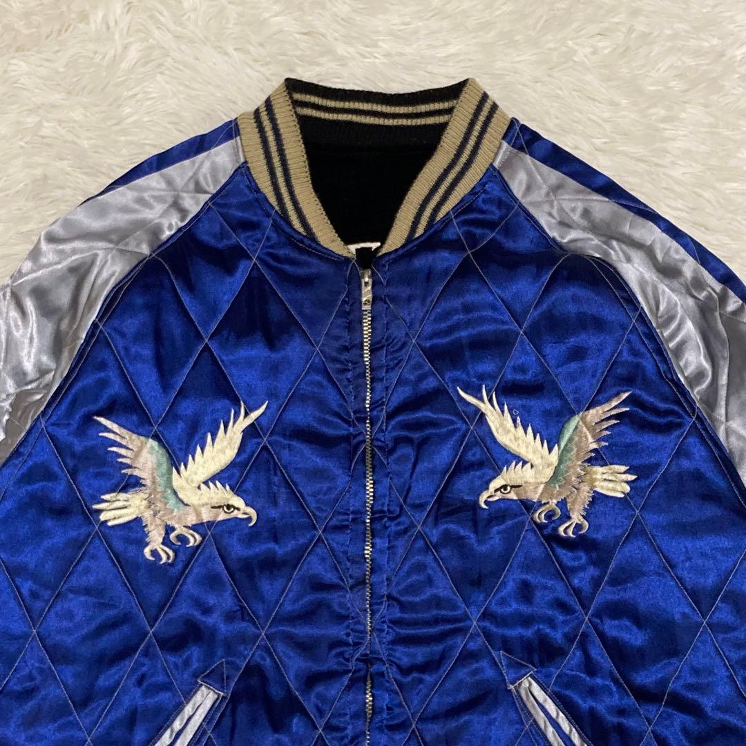 【希少】テーラー東洋 スカジャン 別珍 ベロア 白熊 グリーンランド 鷹 S