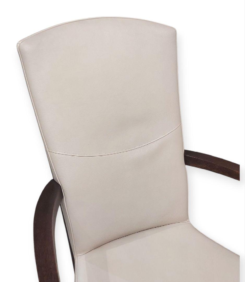 カリモク家具 アームチェア ダイニング パールホワイト 肘付椅子 本革