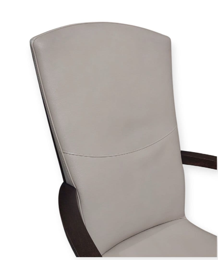 カリモク家具 アームチェア ダイニング パールホワイト 肘付椅子 本革