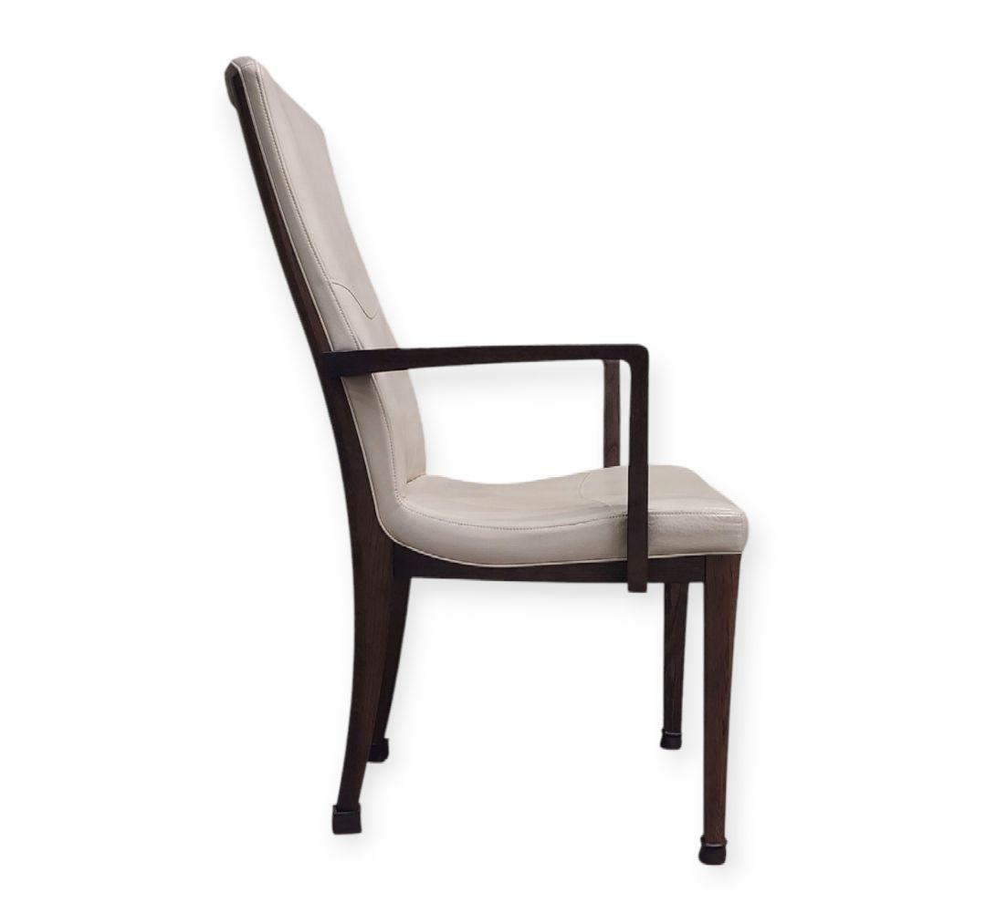 カリモク家具 アームチェア ダイニング パールホワイト 肘付椅子 本革