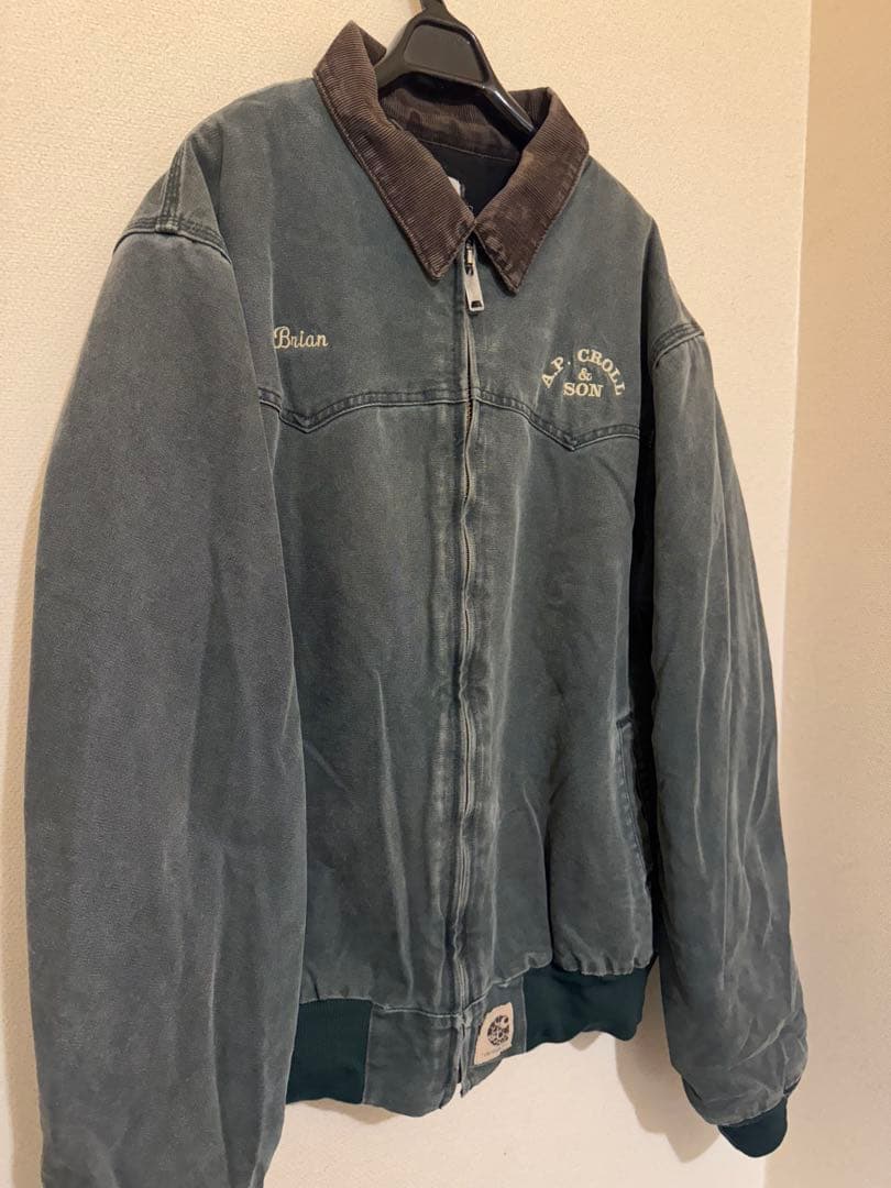 k*u様 Carhartt サンタフェジャケット J13 グリーン 企業ロゴ 美